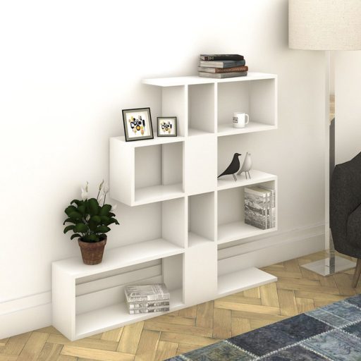 Moderná asymetrická polica 120x109x20cm biela