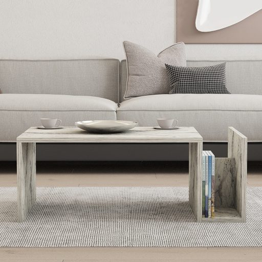 Kávový stolík s mramorovým vzorom 86,8x32,4x50cm