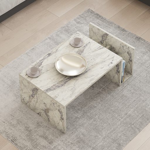 Kávový stolík s mramorovým vzorom 86,8x32,4x50cm