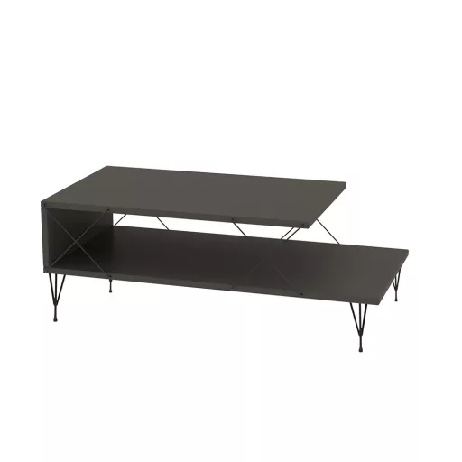 Kávový stolík s kovovými nohami 100x40x50cm, antracit