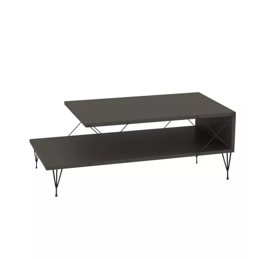Kávový stolík s kovovými nohami 100x40x50cm, antracit
