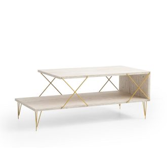 Kávový stolík s kovovými nohami 100x40x50cm, zlatý