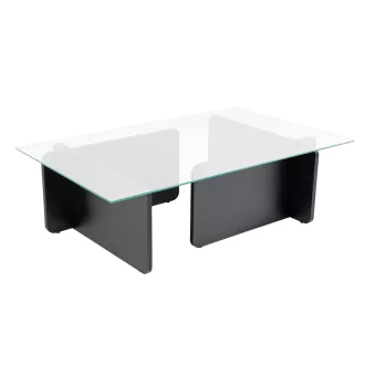   Kávový stolík s temperovaným skleneným vrchom 105x30x65cm, čierny