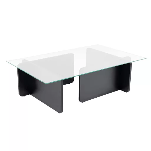 Kávový stolík s temperovaným skleneným vrchom 105x30x65cm, čierny
