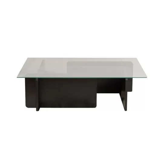Kávový stolík s temperovaným skleneným vrchom 105x30x65cm, čierny
