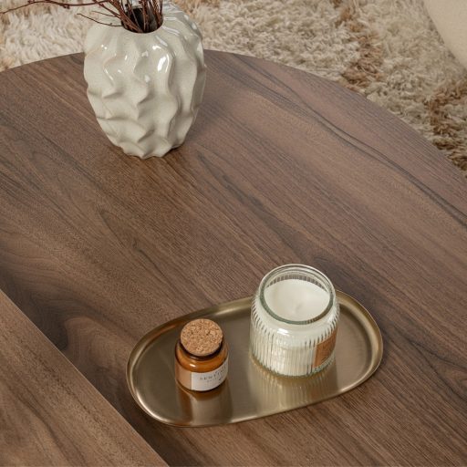 Kruhový konferenčný stolík 90x30x60cm, Biela-orech