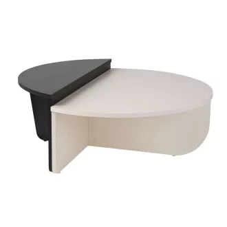 Kruhový konferenčný stolík 90x30x60cm, Čierna-Biela