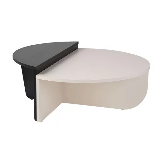 Kruhový konferenčný stolík 90x30x60cm, Čierna-Biela