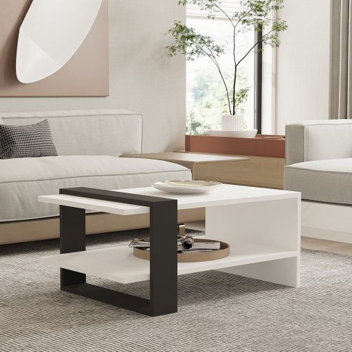 Kávový stolík 80x35x55cm, antracitovo-biely