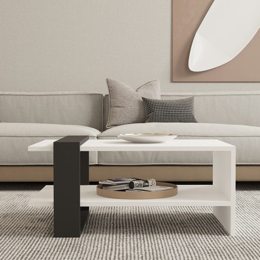 Kávový stolík 80x35x55cm, antracitovo-biely