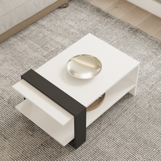 Kávový stolík 80x35x55cm, antracitovo-biely