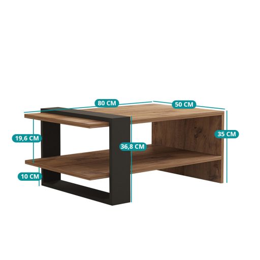 Kávový stolík 80x35x55cm, Dub-Antracit