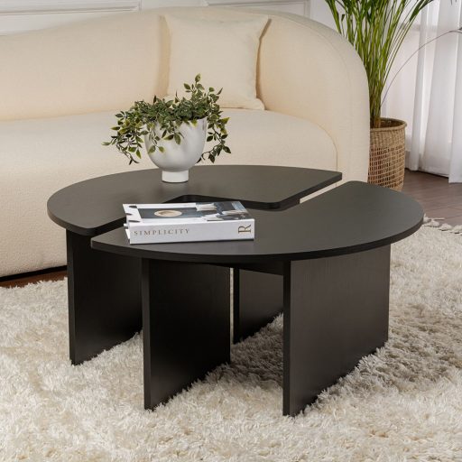 Kruhový konferenčný stolík 90x41cm, čierny