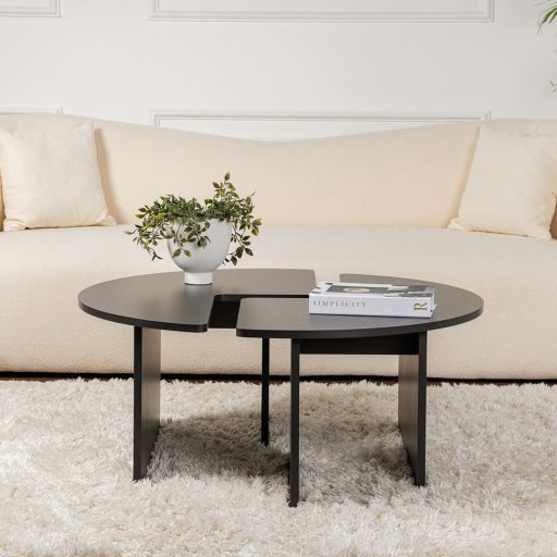 Kruhový konferenčný stolík 90x41cm, čierny