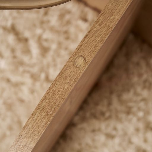 Kruhový konferenčný stolík s temperovaným skleneným vrchom 75x35x75cm, Dub