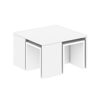 Kávový stolík s ukrytými bočnými stolíkmi, 5ks Biela