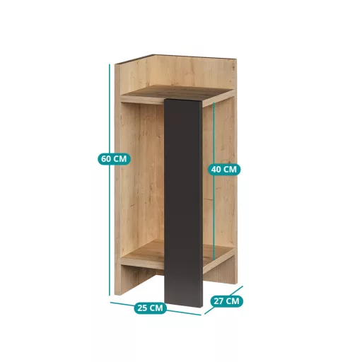 Ľavý nočný stolík 60x25x27cm antracitový-dub