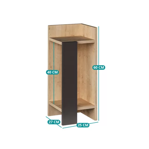Nočný stolík s pravou stranou 60x25x27cm Antracit-Dub