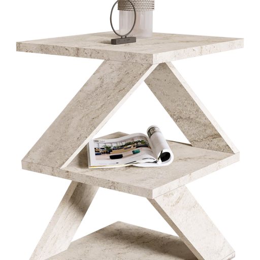 Dekoratívny bočný stolík, 54,2x29,6x29,6cm, Mramorový efekt