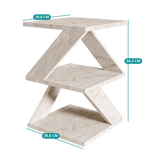Dekoratívny bočný stolík, 54,2x29,6x29,6cm, Mramorový efekt