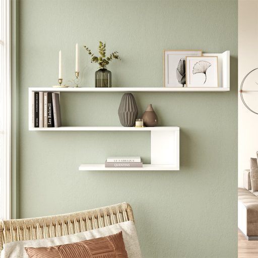 Nástenná polica 120x71x20cm, biela