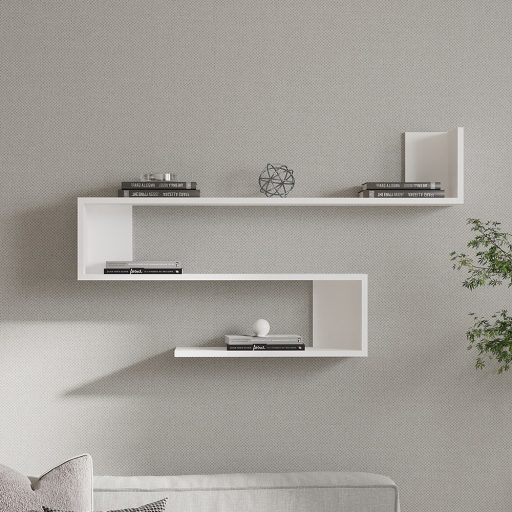 Nástenná polica 120x71x20cm, biela