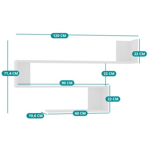 Nástenná polica 120x71x20cm, biela