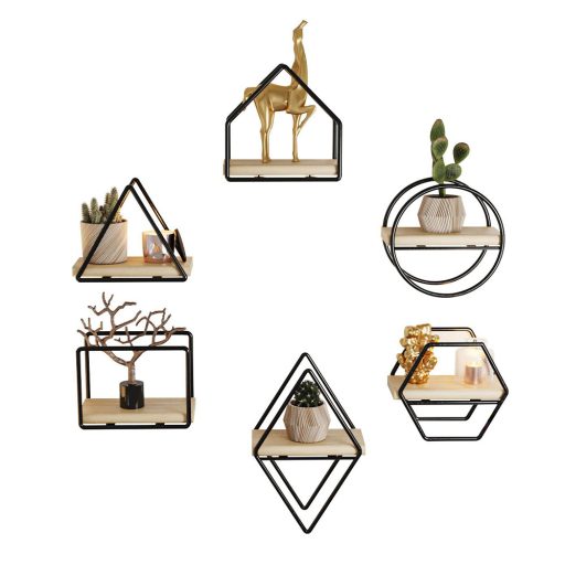 Súprava nástenných políc 6 kusov, čierna