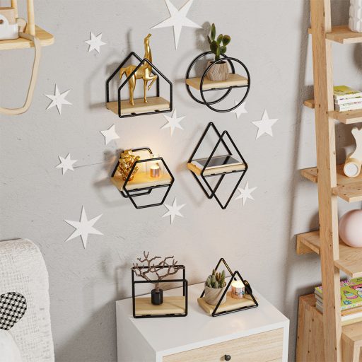 Súprava nástenných políc 6 kusov, čierna