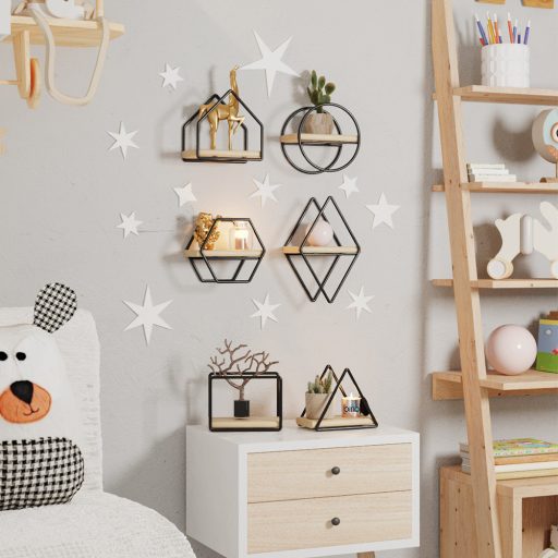 Súprava nástenných políc 6 kusov, čierna