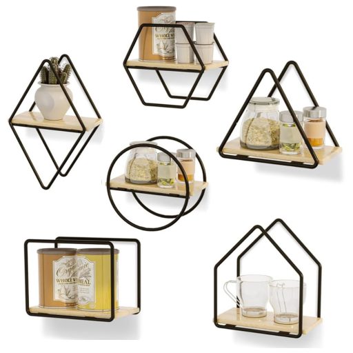 Súprava nástenných políc 6 kusov, čierna