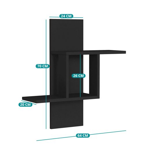 Nástenná polica 70x64x20cm, antracitová