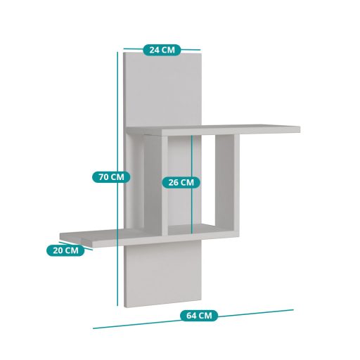 Nástenná polica 70x64x20cm, biela