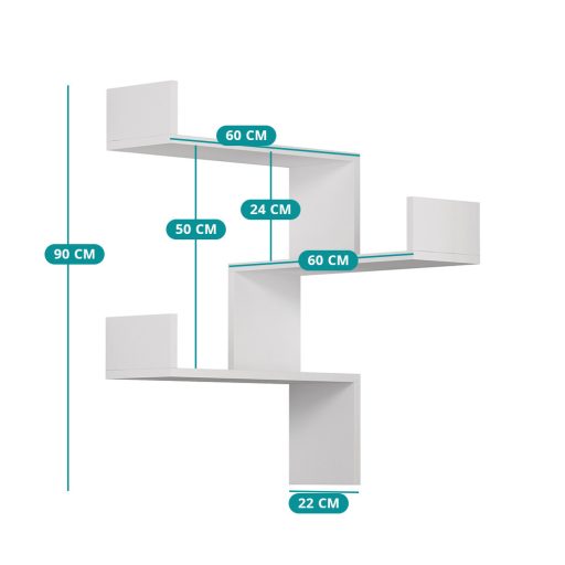 Rohová polica 60x90x60cm, biela