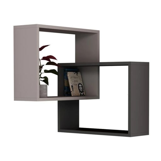 Súprava nástenných políc 2 kusy, svetlá moka-antracit