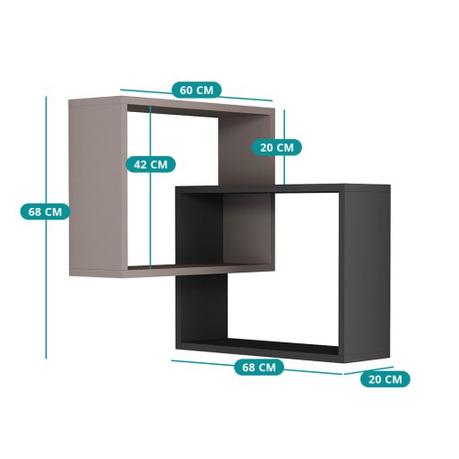 Súprava nástenných políc 2 kusy, svetlá moka-antracit