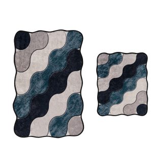 Sada kúpeľňových rohoží s kamienkovým vzorom, modrá