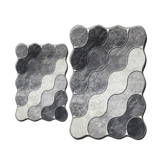   Súprava kúpeľňových rohoží s kamienkovým vzorom, šedá