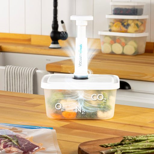 Sada 6 kusov vákuových skladovacích nádob s taškami a vákuovou pumpou