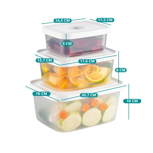 Sada 6 kusov vákuových skladovacích nádob s taškami a vákuovou pumpou