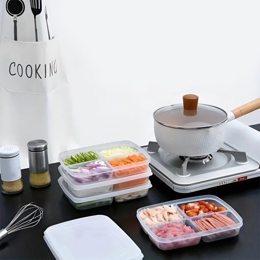 Súprava plastových boxov na potraviny s 4 priehradkami 12 ks