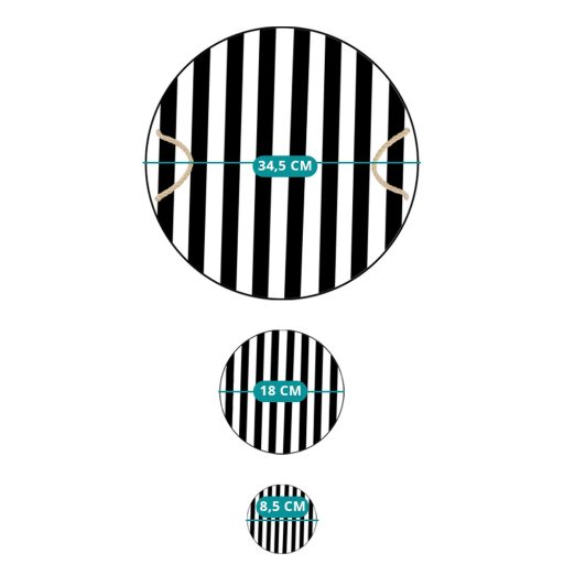 Podnos a súprava podložiek, čierna a biela