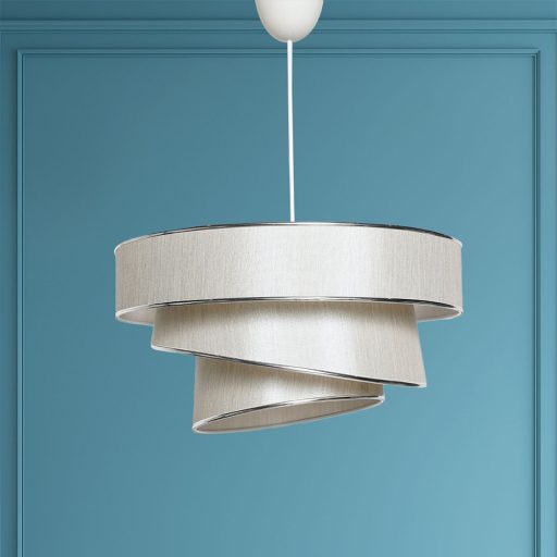 Špirálová stropná lampa, béžovo-strieborná