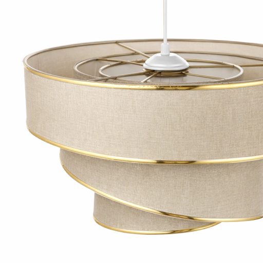 Špirálová stropná lampa, béžovo-strieborná