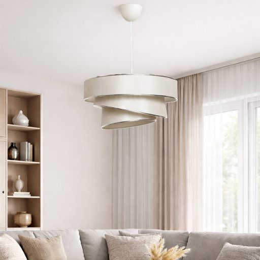 Špirálová stropná lampa, béžovo-strieborná