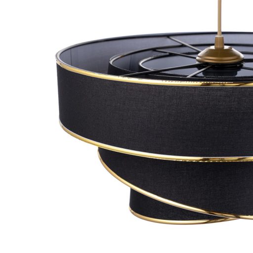 Špirálová stropná lampa, čierna-zlatá