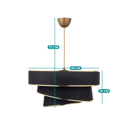 Špirálová stropná lampa, čierna-zlatá