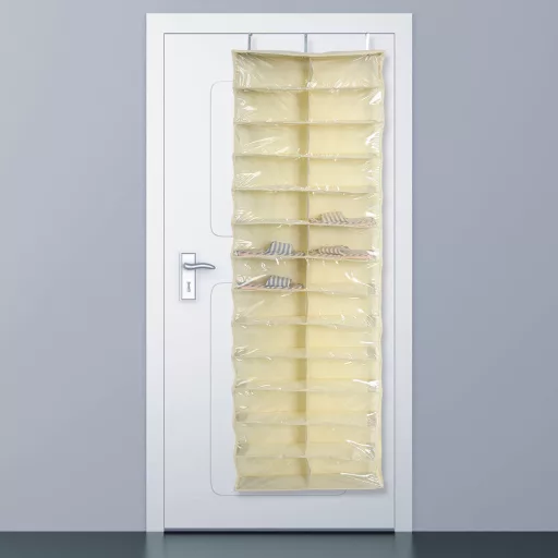 Závesný organizér obuvi, 160x55x16 cm - Béžový