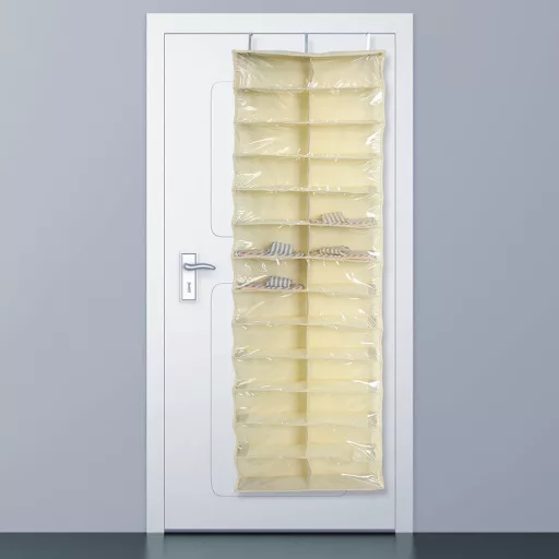 Závesný organizér obuvi, 160x55x16 cm - Béžový