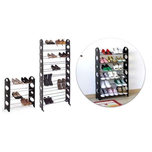 10-radový regál na topánky- čierny